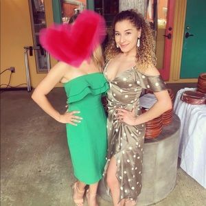 XS Zara Silk Polka Dot Ruched Dress 👗